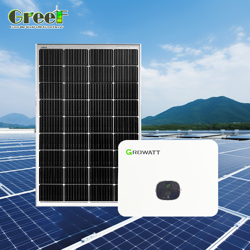 شاشة LCD 5kW نظام الطاقة الشمسية الكهروضوئية 5000W نظام الطاقة الشمسية الهجينة مع التحكم عن بعد