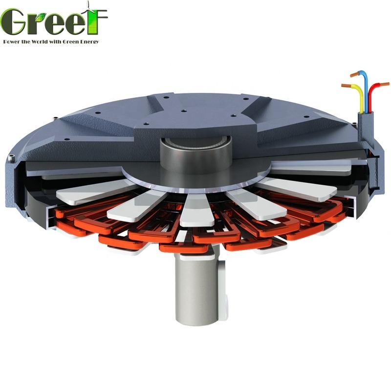 2kw Coreless Disk الدائم مولد المغناطيس 3 المرحلة توليد الكهرباء