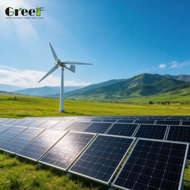 نظام هجين للرياح والطاقة الشمسية مع تركيب أرضي، عداد صافي، حماية IP66، وبطارية Lifepo4 لحلول الطاقة واسعة النطاق