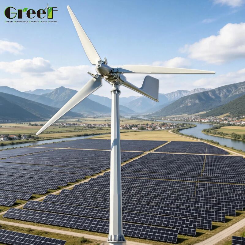 نظام هجين للرياح والطاقة الشمسية مع بطارية Lifepo4 معتمدة من IEC، تعمل في درجات حرارة من ناقص 25 إلى 60 درجة مئوية