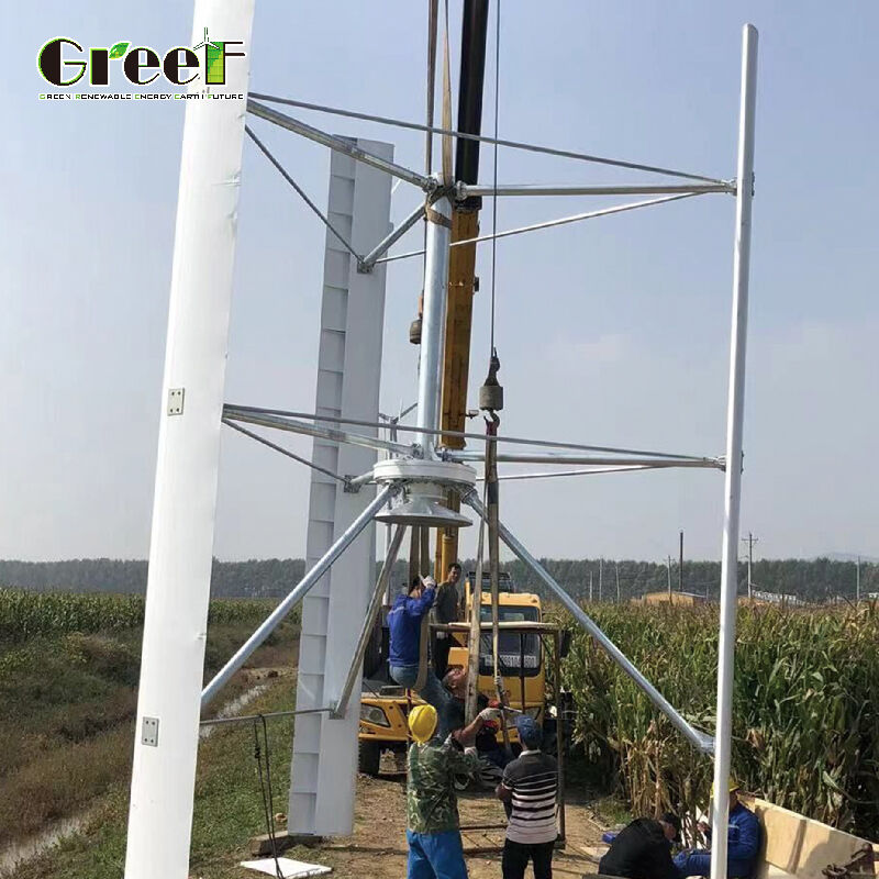 Vertical Axis Wind Turbine with 2 M/s Cut-in Wind Speed, Height Adjustable and Three Phase for Industrial Applications