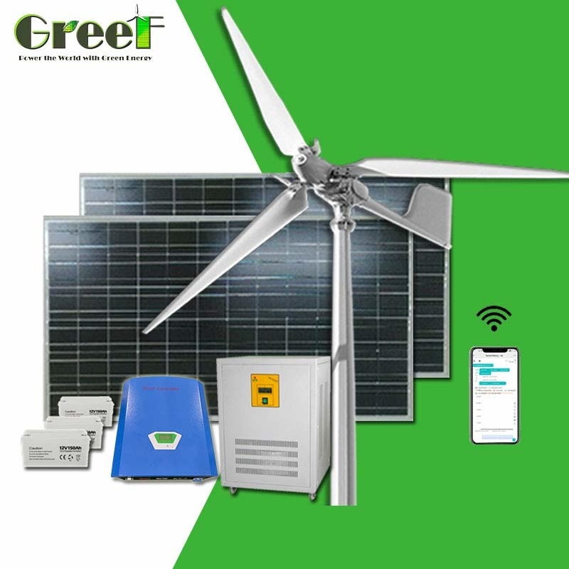 منخفضة الضوضاء شبكة صغيرة التعادل العاكس في الملعب التحكم في توربينات الرياح مولد 5kw للمنزل